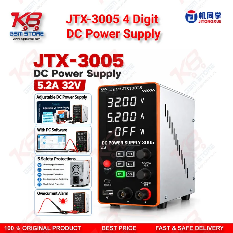 JTX-3005 4 Digit DC Power Supply for Mobile Repair Bench