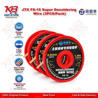 JTX FS-15 Super Desoldering Wire (3PCS/Pack) for PCB Repair