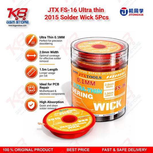 JTX FS-16 Ultra Thin Solder Wick 2.0mm 1.5M 5Pcs
