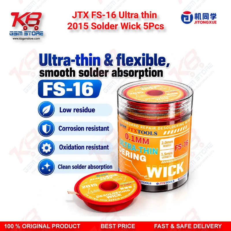 JTX FS-16 Ultra Thin Solder Wick 2.0mm 1.5M 5Pcs