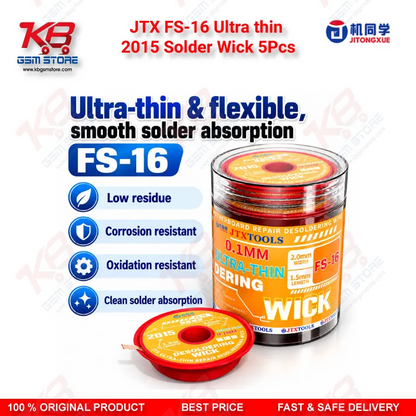 JTX FS-16 Ultra Thin Solder Wick 2.0mm 1.5M 5Pcs