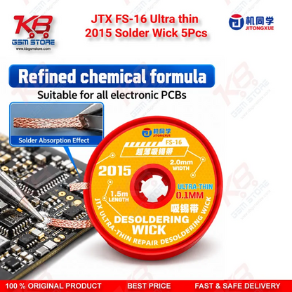 JTX FS-16 Ultra Thin Solder Wick 2.0mm 1.5M 5Pcs
