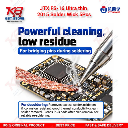 JTX FS-16 Ultra Thin Solder Wick 2.0mm 1.5M 5Pcs