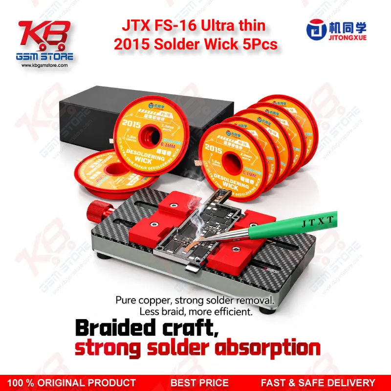 JTX FS-16 Ultra Thin Solder Wick 2.0mm 1.5M 5Pcs