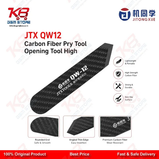 JTX QW12 Carbon Fiber Pry Opening Tool — 0.2mm Ultra-Thin Screen & Battery Disassembly Spudger for Mobile Repair