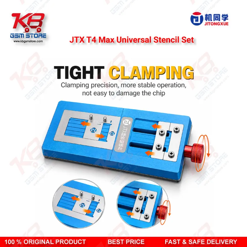 JTX T4 Max Universal Chip Glue Removal & Reballing Platform – 17 Stencils, 102 Chip Models