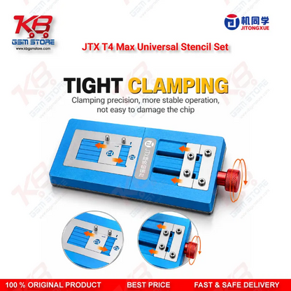 JTX T4 Max Universal Chip Glue Removal & Reballing Platform – 17 Stencils, 102 Chip Models