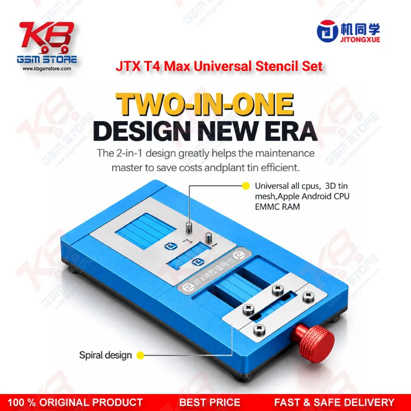 JTX T4 Max Universal Chip Glue Removal & Reballing Platform – 17 Stencils, 102 Chip Models