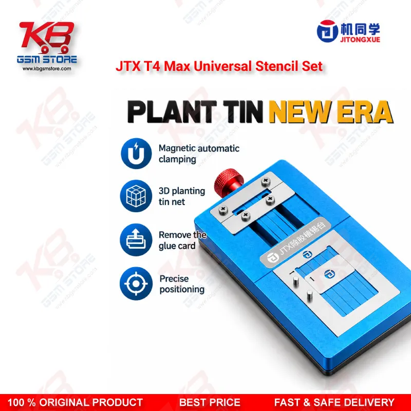 JTX T4 Max Universal Chip Glue Removal & Reballing Platform – 17 Stencils, 102 Chip Models