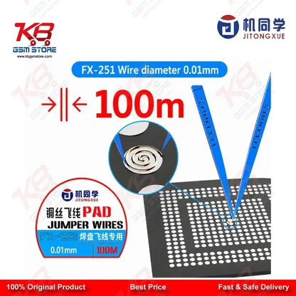 JTX FX-251 Ultra-Fine 0.01mm Jumper Wire – Pad Repair Wire for Mobile Motherboard IC Soldering