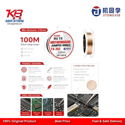 JTX FX-252 0.02mm Ultra-Fine Motherboard Jumper Wire for Mobile PCB Repair