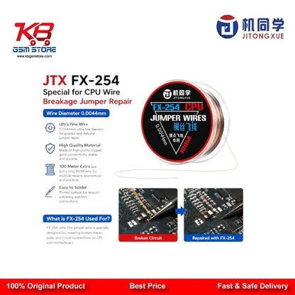 JTX FX-254 CPU Jumper Wire 0.0044mm — Ultra-Fine Copper Wire for CPU Repair