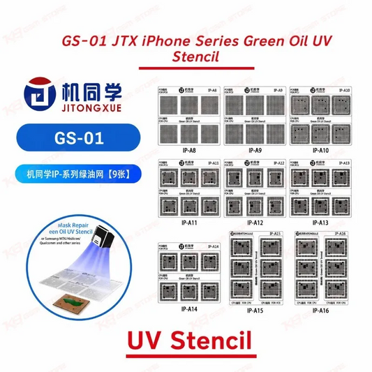JTX GS-01 iPhone Green Oil UV Stencil Series 9 Models
