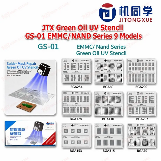 JTX Green Oil UV Stencil GS-01 EMMC/NAND Series 9 Models