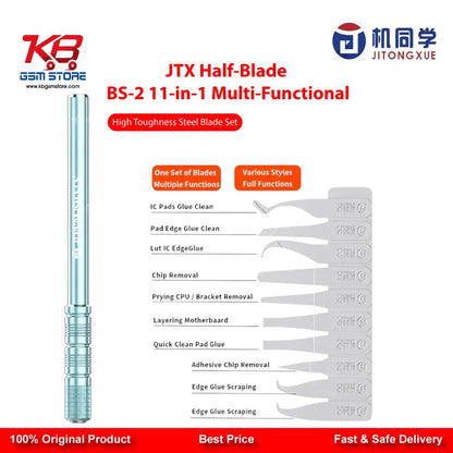 JTX BS-2 Half-Blade 11-in-1 Multi-Functional High-Toughness Steel Blade Set for Mobile PCB & IC Repair