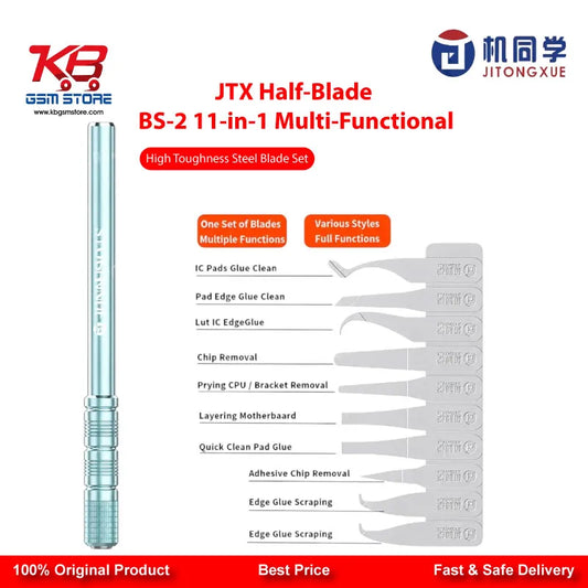 JTX BS-2 Half-Blade 11-in-1 Multi-Functional High-Toughness Steel Blade Set for Mobile PCB & IC Repair