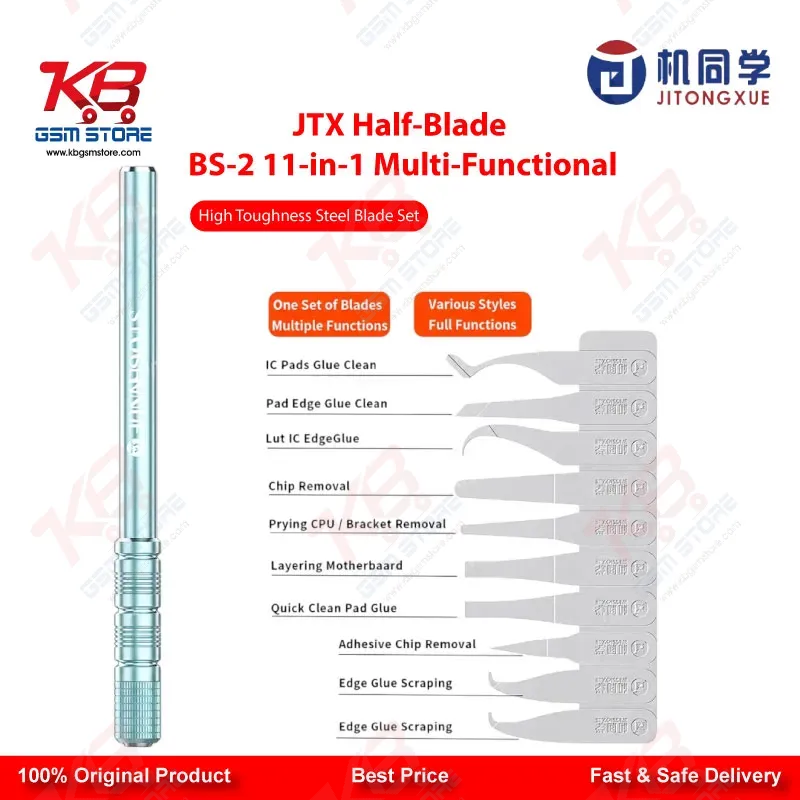 JTX BS-2 Half-Blade 11-in-1 Multi-Functional High-Toughness Steel Blade Set for Mobile PCB & IC Repair