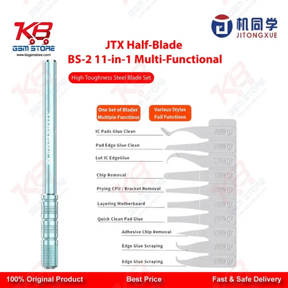 JTX BS-2 Half-Blade 11-in-1 Multi-Functional High-Toughness Steel Blade Set for Mobile PCB & IC Repair