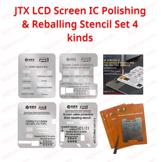 JTX LCD Screen IC Polishing & Reballing Stencil Set 4 kinds