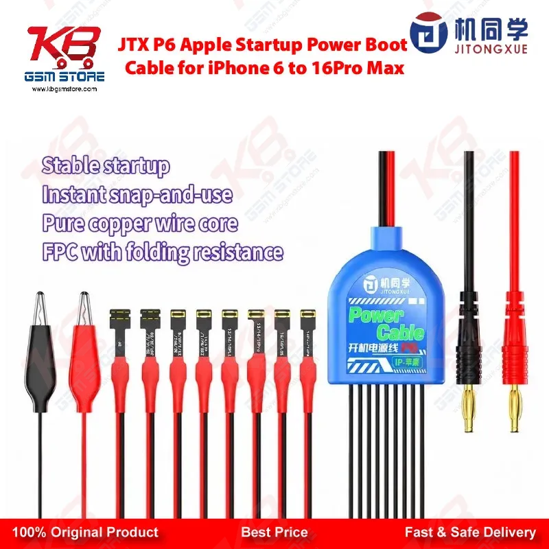 JTX P6 Apple Startup Power Boot Cable for iPhone 6 to 16 Pro Max – 8-in-1 FPC DC Power Cable