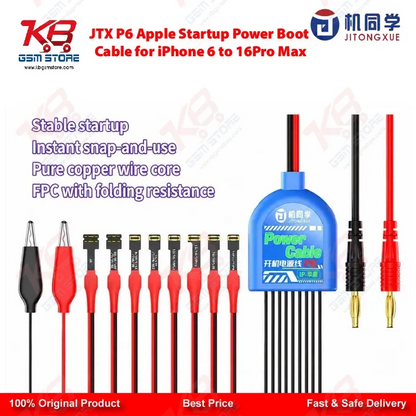 JTX P6 Apple Startup Power Boot Cable for iPhone 6 to 16 Pro Max – 8-in-1 FPC DC Power Cable