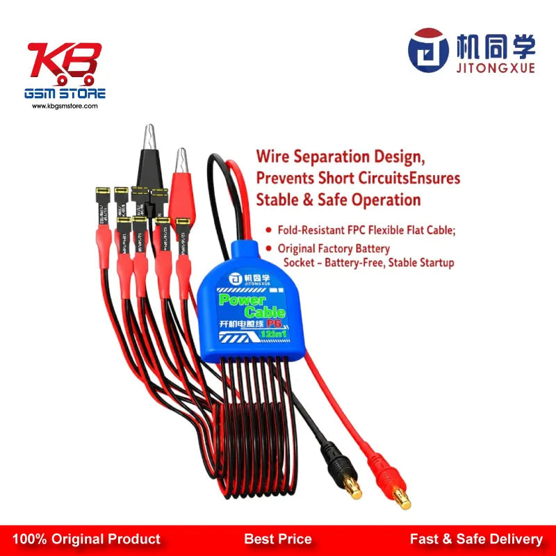 JTX P6 Apple Startup Power Boot Cable for iPhone 6 to 16 Pro Max – 8-in-1 FPC DC Power Cable