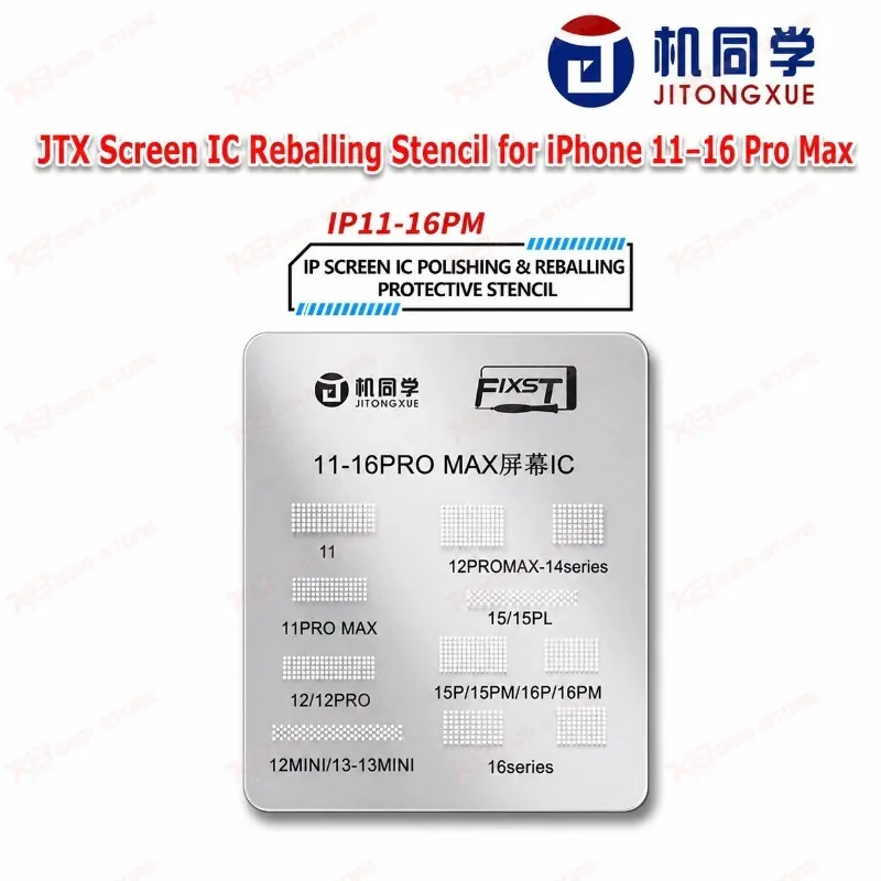 JTX Screen IC Reballing Stencil For iPhone 11-16 Pro Max