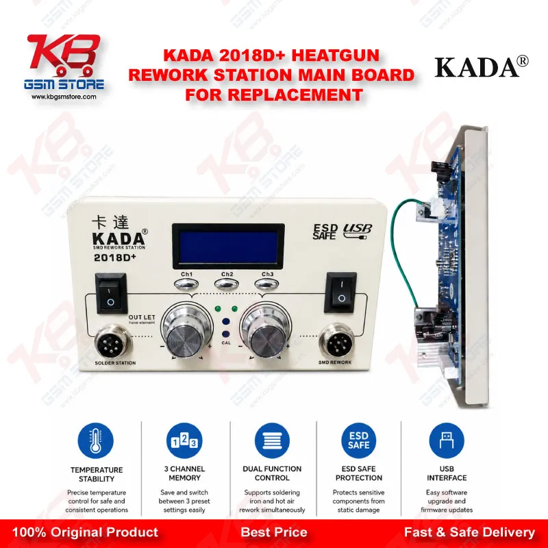 KADA 2018D+ Rework Station Main Board – Replacement Control PCB for Hot Air & Soldering Station