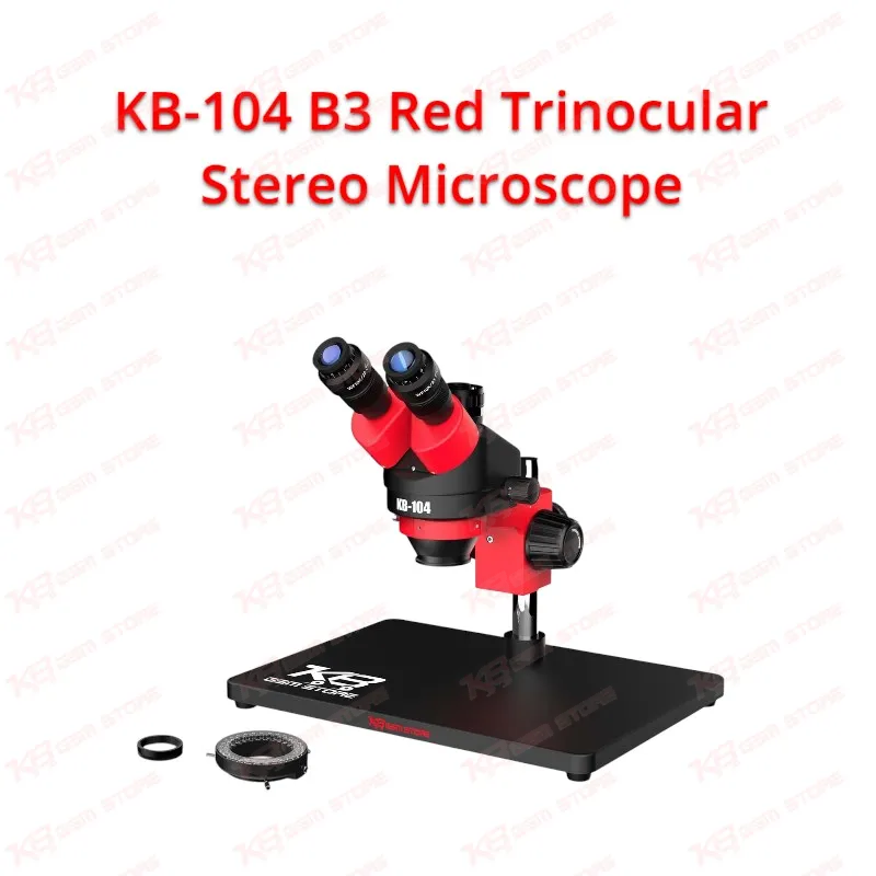 KB-104 B3 Red Trinocular Stereo Microscope