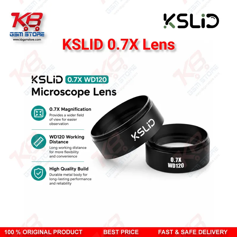 Kslid 0.7X WD120 Auxiliary Barlow Lens – 48mm Stereo Microscope Objective Lens