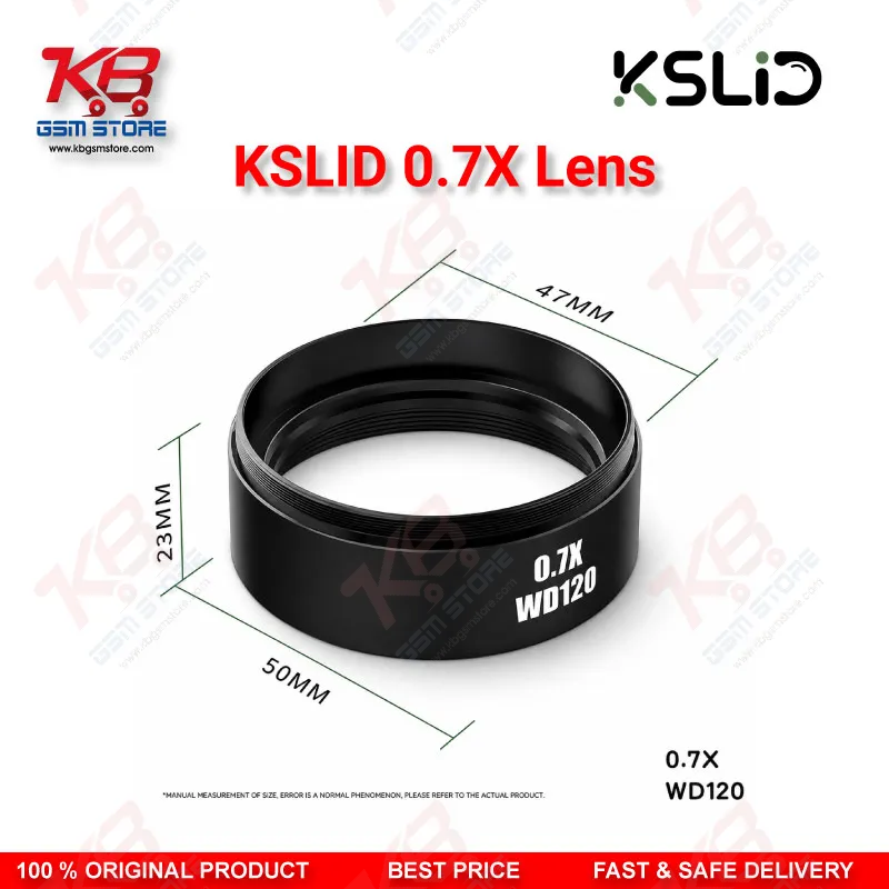 Kslid 0.7X WD120 Auxiliary Barlow Lens – 48mm Stereo Microscope Objective Lens