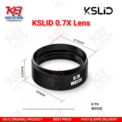 Kslid 0.7X WD120 Auxiliary Barlow Lens – 48mm Stereo Microscope Objective Lens