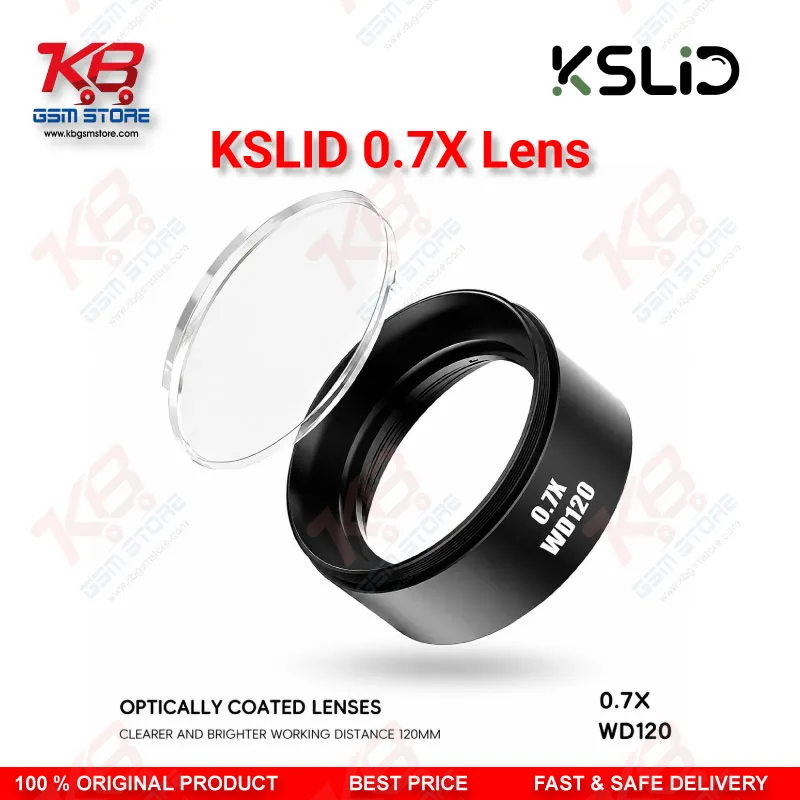 Kslid 0.7X WD120 Auxiliary Barlow Lens – 48mm Stereo Microscope Objective Lens