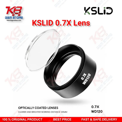Kslid 0.7X WD120 Auxiliary Barlow Lens – 48mm Stereo Microscope Objective Lens