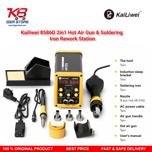 Kailiwei 8586D 2in1 Hot Air Gun & Soldering Iron Rework Station