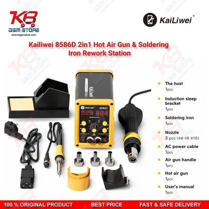 Kailiwei 8586D 2in1 Hot Air Gun & Soldering Iron Rework Station