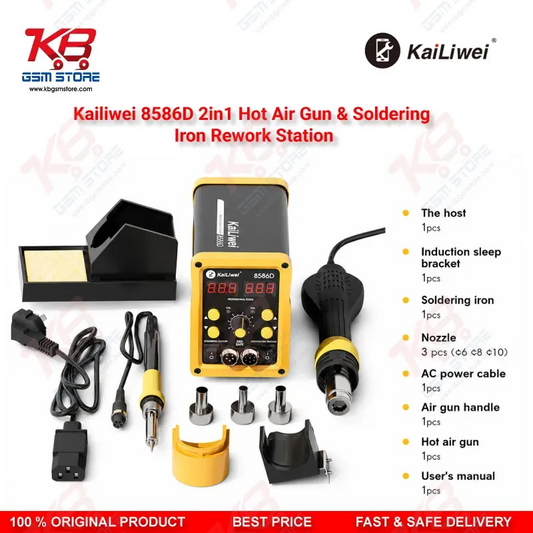 Kailiwei 8586D 2in1 Hot Air Gun & Soldering Iron Rework Station