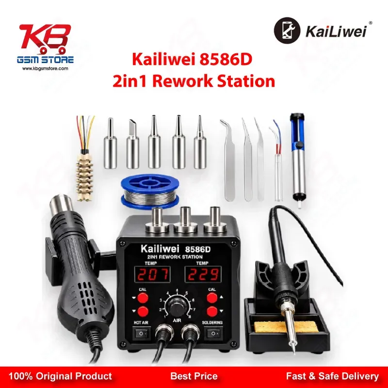 Kailiwei 8586D 2in1 Hot Air Gun & Soldering Iron Rework Station