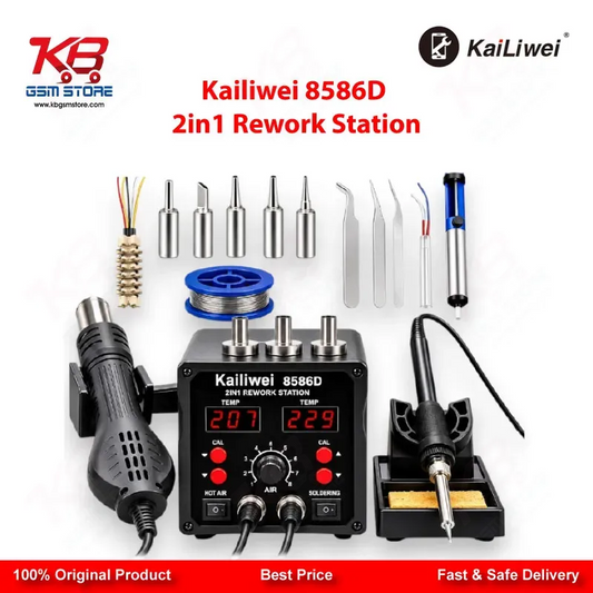 Kailiwei 8586D 2in1 Hot Air Gun & Soldering Iron Rework Station