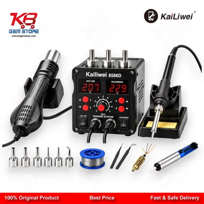 Kailiwei 8586D 2in1 Hot Air Gun & Soldering Iron Rework Station