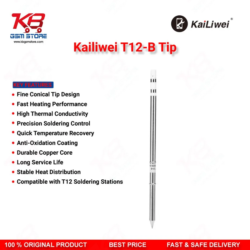 Kailiwei T12-B Soldering Tip – Conical Tip for T12 Soldering Station | Mobile PCB Repair