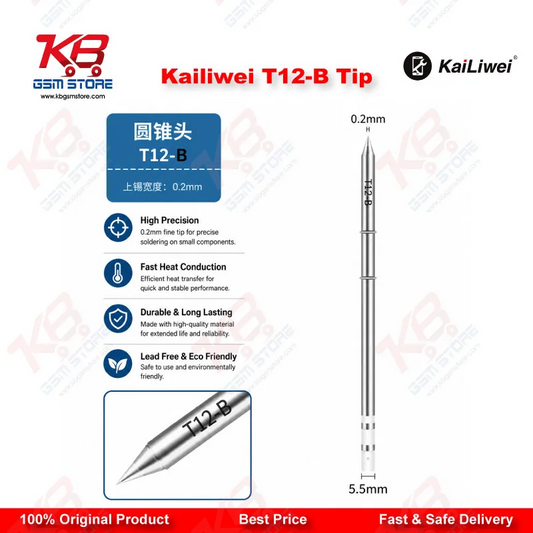 Kailiwei T12-B Soldering Tip – Conical Tip for T12 Soldering Station | Mobile PCB Repair