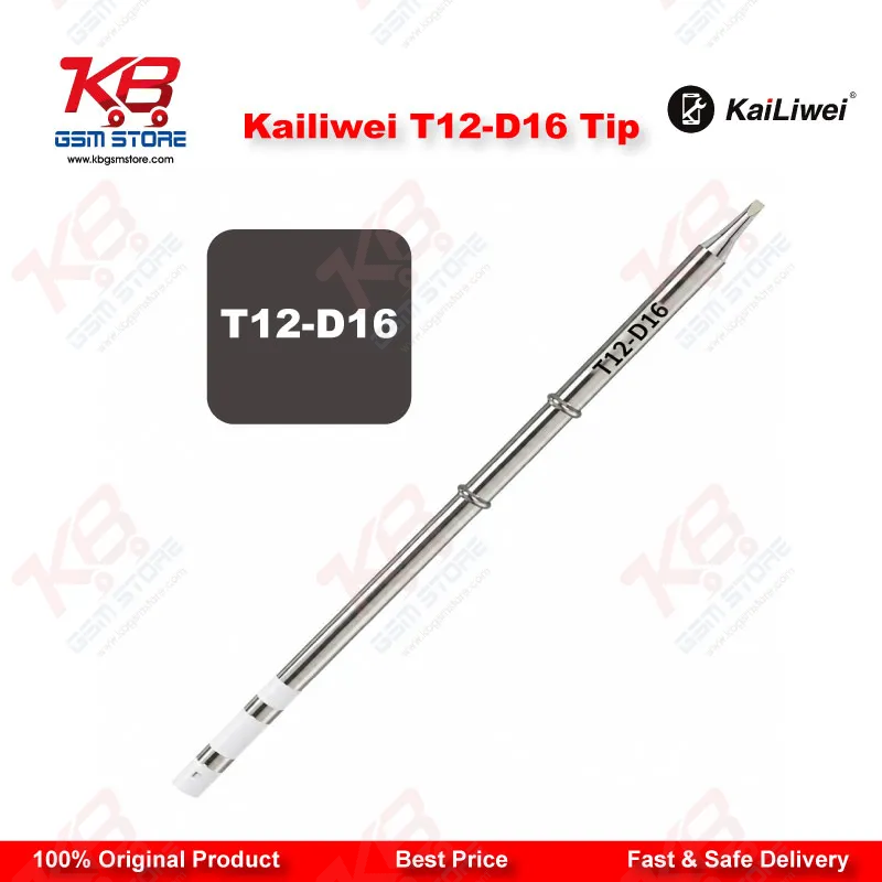 Kailiwei T12-D16 Soldering Iron Tip – 1.6mm Double-Sided Chisel Tip for T12 Soldering Stations