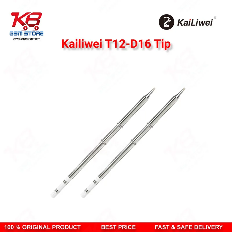 Kailiwei T12-D16 Soldering Iron Tip – 1.6mm Double-Sided Chisel Tip for T12 Soldering Stations