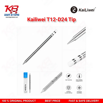 Kailiwei T12-D24 Soldering Tip – 2.4mm Chisel D-Shape Iron Tip for T12 Soldering Stations