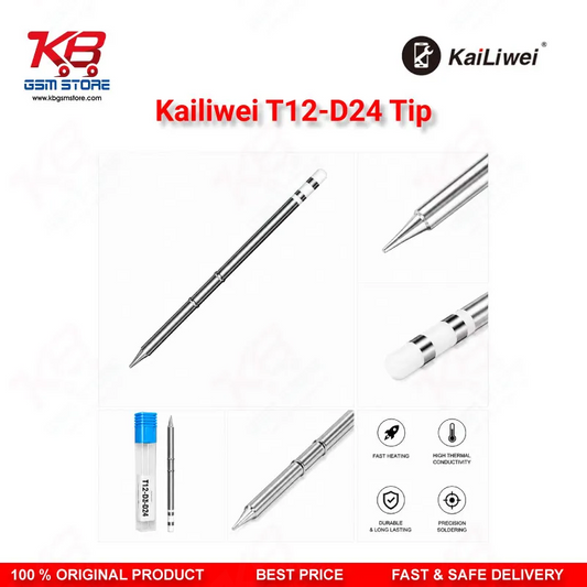 Kailiwei T12-D24 Soldering Tip – 2.4mm Chisel D-Shape Iron Tip for T12 Soldering Stations