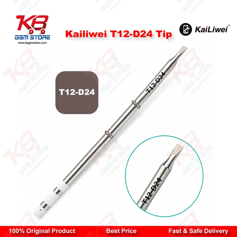 Kailiwei T12-D24 Soldering Tip – 2.4mm Chisel D-Shape Iron Tip for T12 Soldering Stations