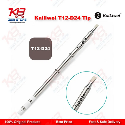 Kailiwei T12-D24 Soldering Tip – 2.4mm Chisel D-Shape Iron Tip for T12 Soldering Stations