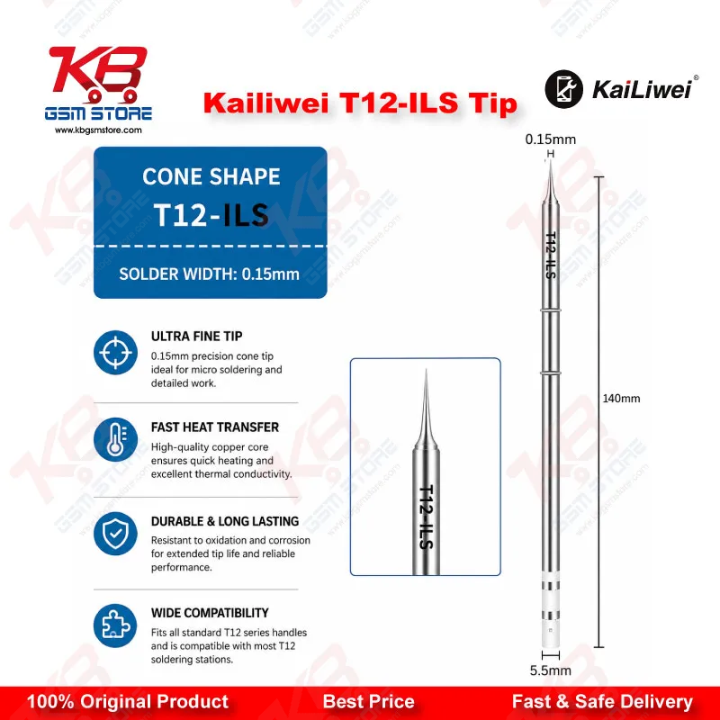 Kailiwei T12-ILS Soldering Tip – Ultra-Fine ILS Shape for Precision PCB Repair