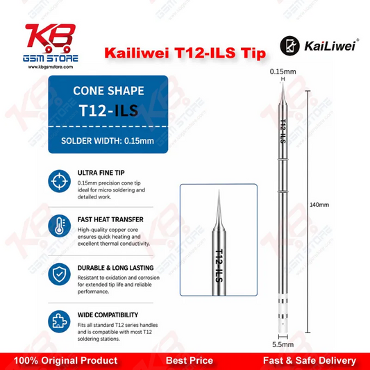 Kailiwei T12-ILS Soldering Tip – Ultra-Fine ILS Shape for Precision PCB Repair